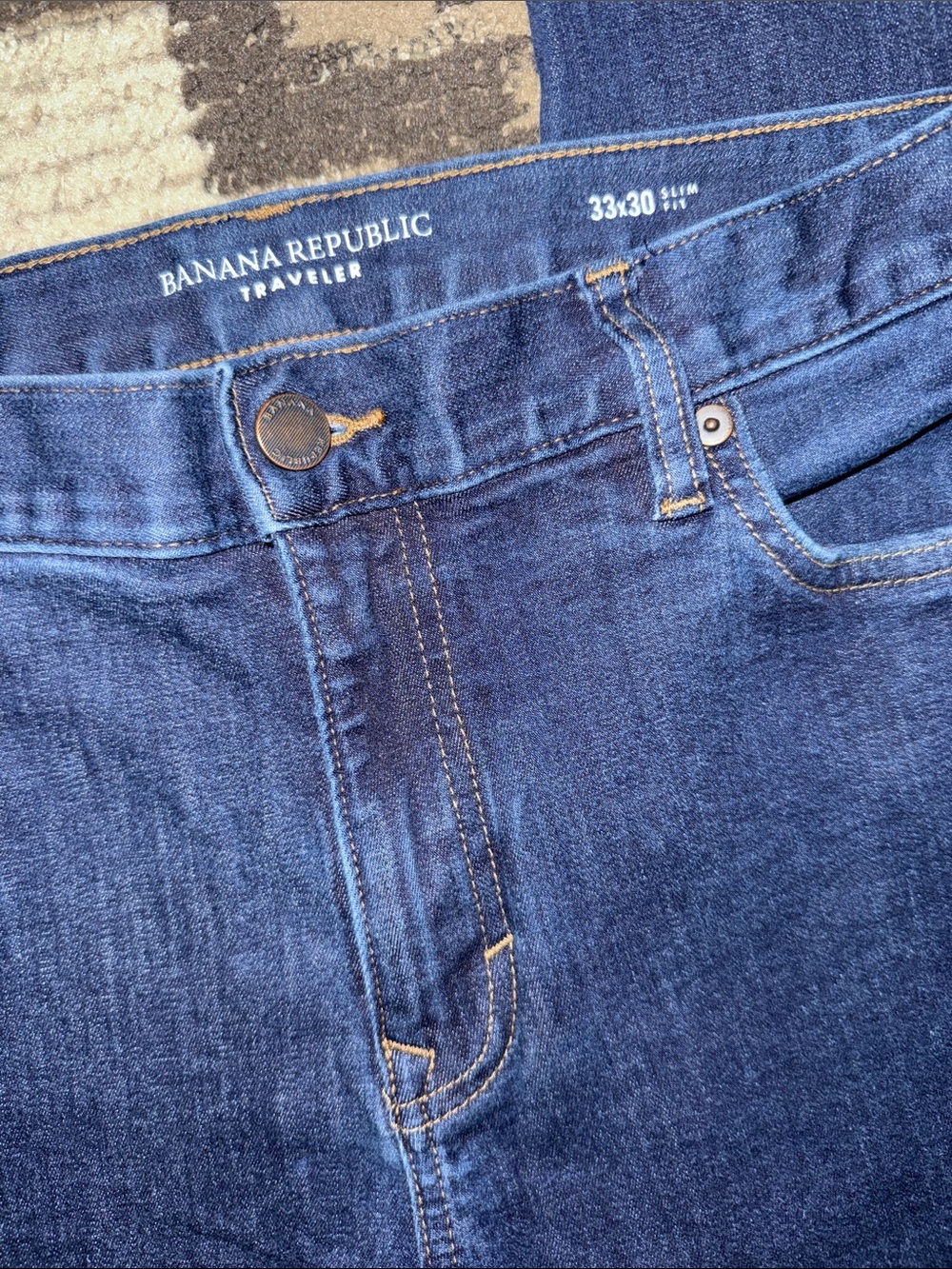 Banana Republic Slim Traveler Jeans Dark Mid Wash 33x30 - Picture 2 of 4